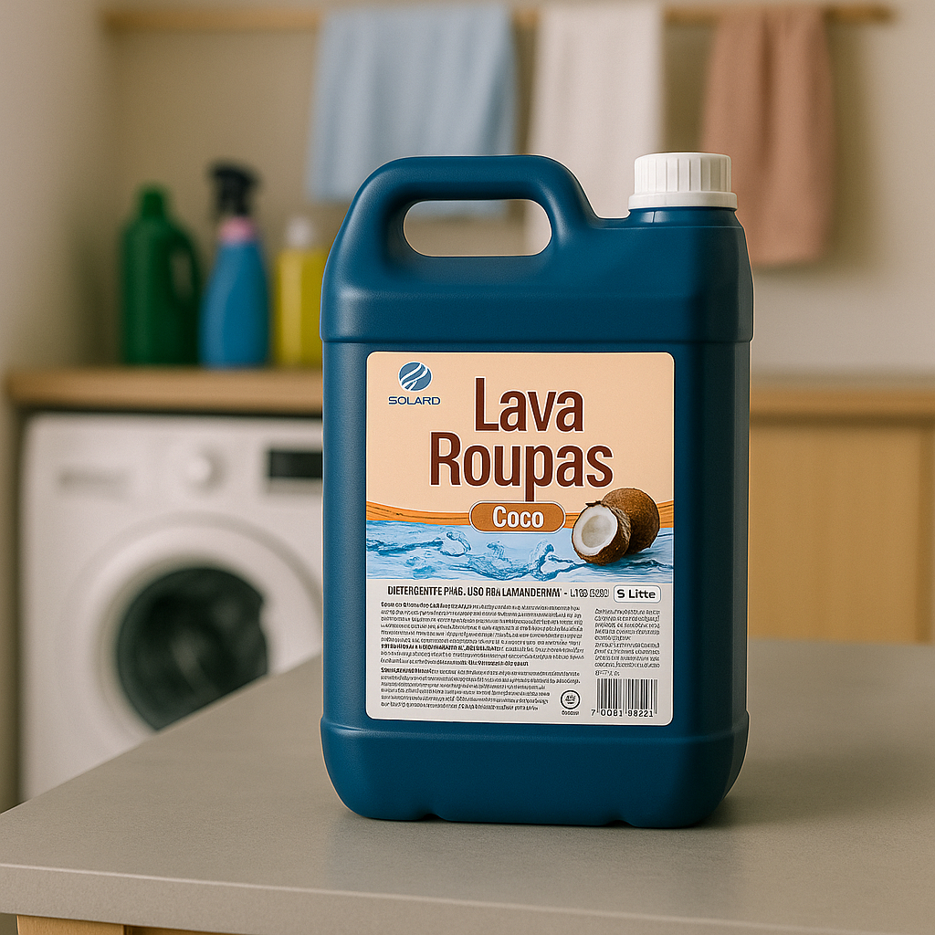 Sabão Líquido Lava Roupas 5 Litros Galão Coco Concentrado Tira Manchas Para Roupas Brancas e Coloridas