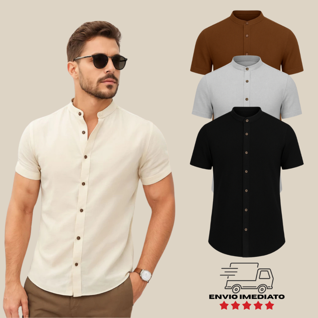 CAMISA SOCIAL GOLA PADRE SLIM FIT CASUAL