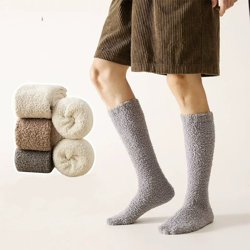 Kit 3 pares Meião De Lã Grosso Forrado Pelinho Super Quente Coral Femininos Meias De Chão De Outono E Inverno em Oferta na Shopee