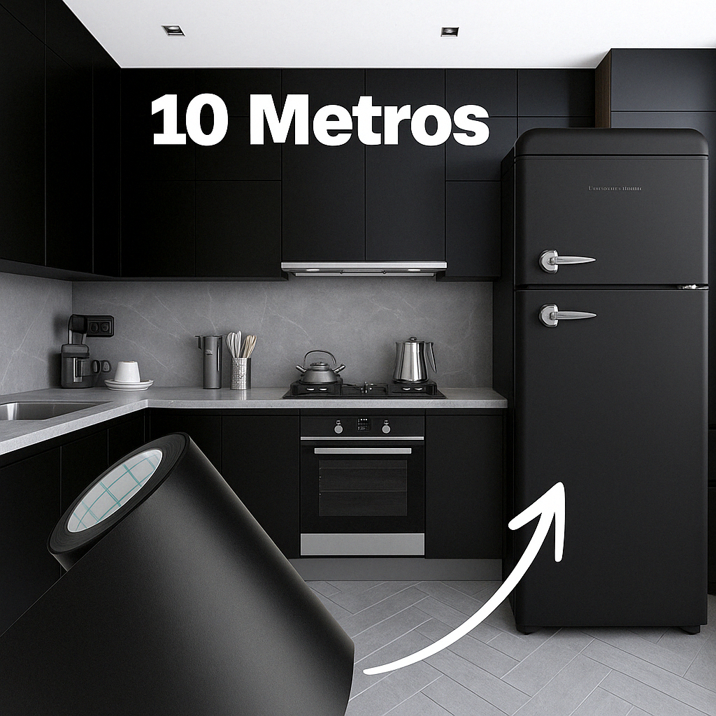 10 Metros x45Cm  Papel de Parede Adesivo Tipo Contact Preto Fosco Lavável Móveis/Eletrodomestico em Oferta na Shopee