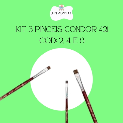 Kit 3x Pincel Condor 421 Chato Orelha De Boi Ref.: 2, 4, 6