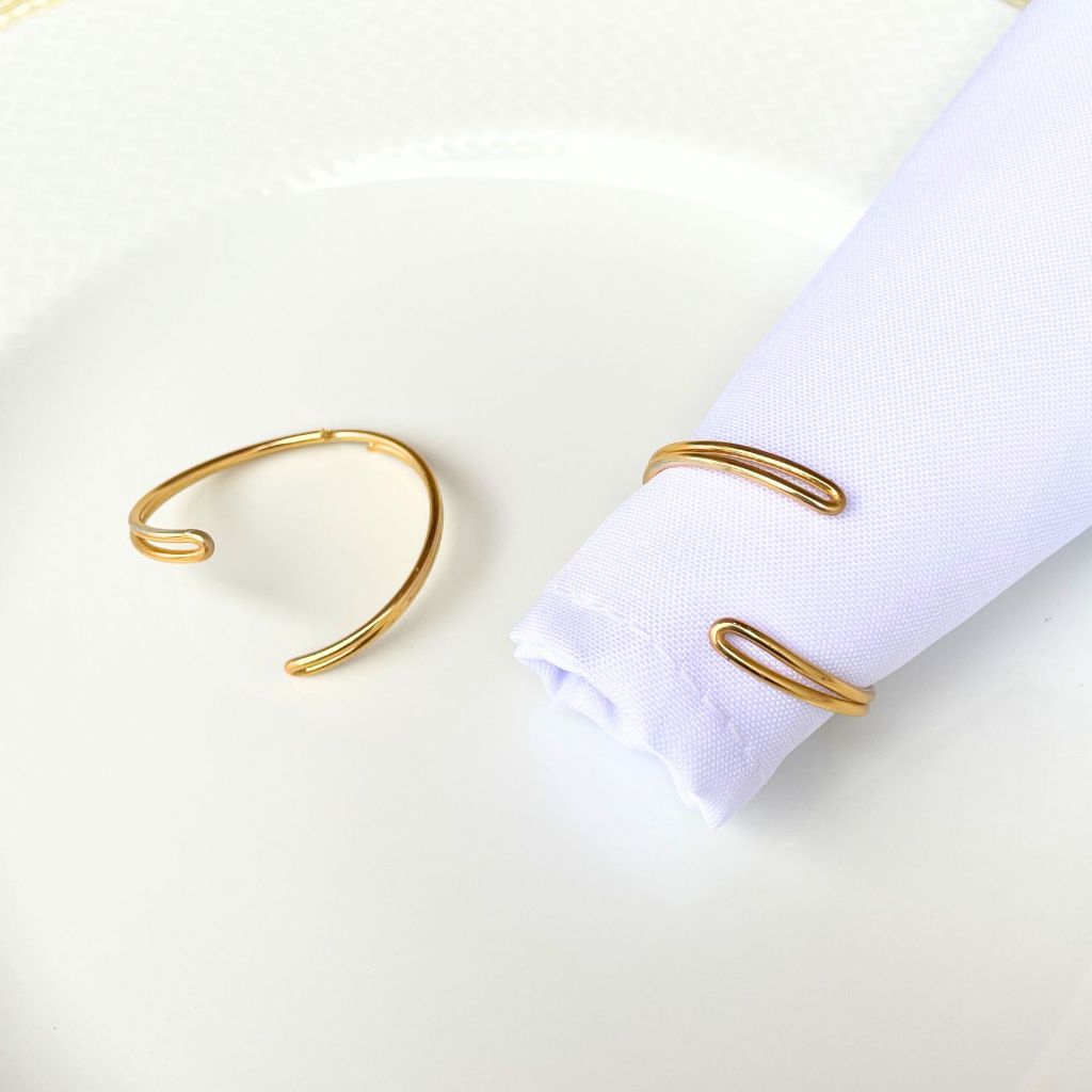 06 ou 12 Anel Guardanapo Mesa posta Simples e discreto Dourado