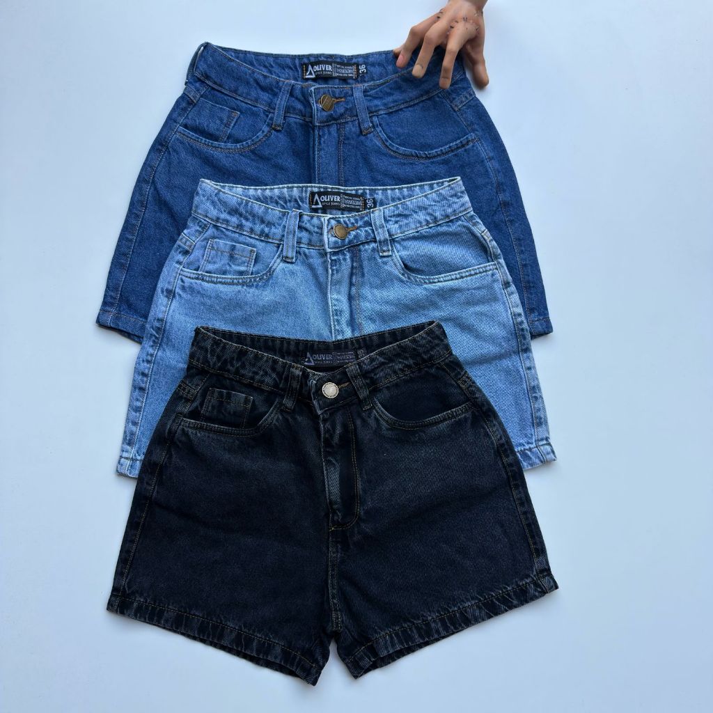 Short Jeans Feminino Mom Short Jeans Cintura Alta  Bermuda Jeans feminina short feminino jeans em Oferta na Shopee