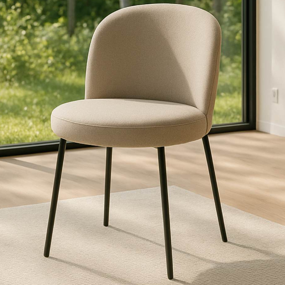 Cadeira Layla Moderna, Base de Ferro, Poltrona Linho ou Corino Decorativa para Sala de Est...