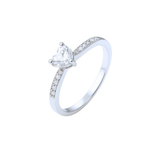 Anel de Prata 925 Solitário Coração Zircônia  Aliança Delicada Feminina