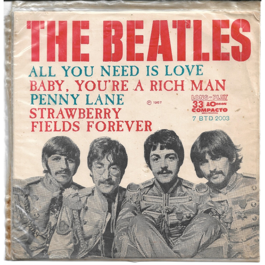 Disco De Vinil The Beatles - All You Need Is Love Compacto 7" - Raro Vinil VG+ Capa VG+ Ler Descr.