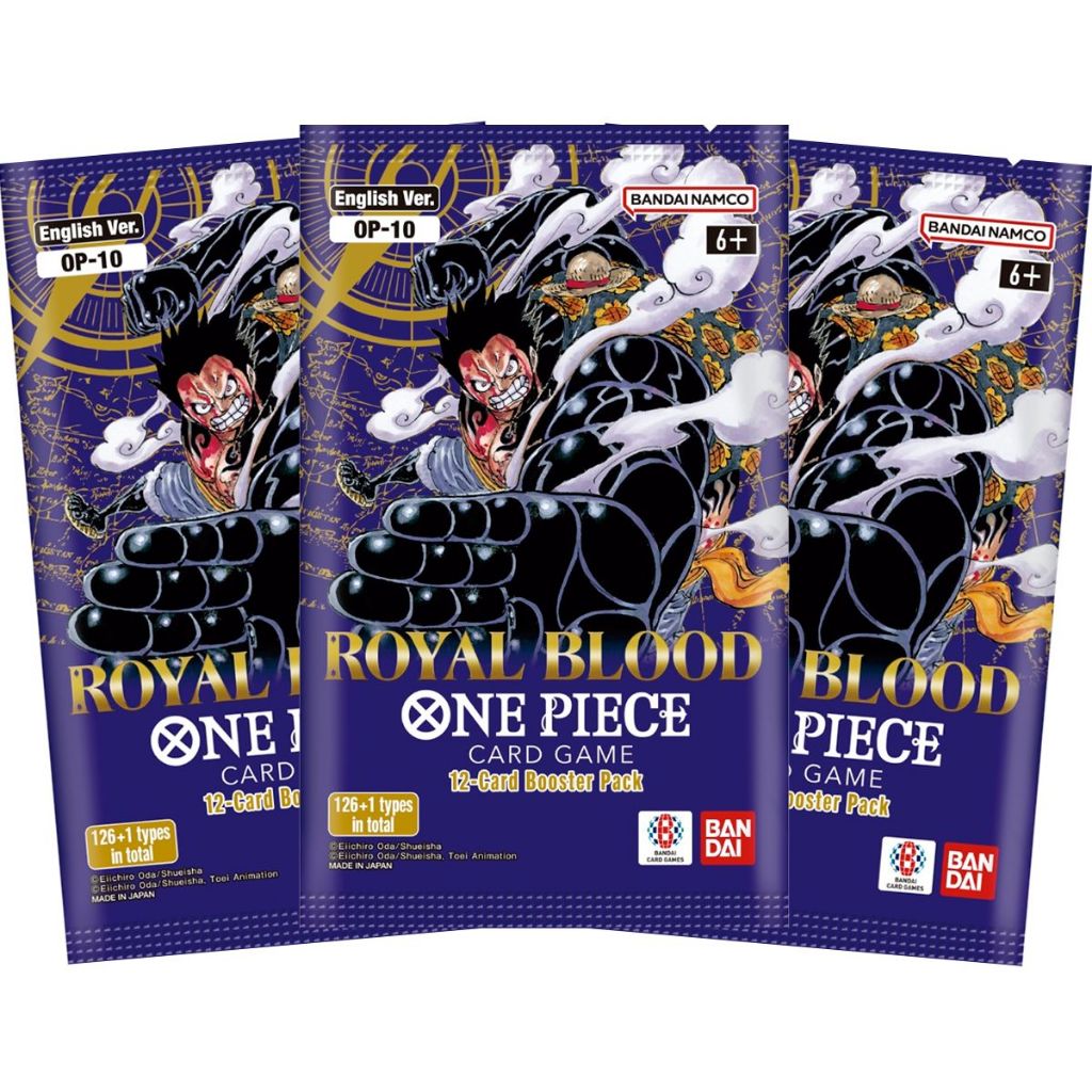 One Piece Kit 3 Booster Royal Blood OP 10 Cartas Inglês Bandai TCG Original