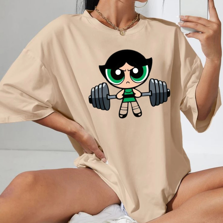 Camiseta Feminina 100% Algodão Gola Academia Treino Super Poderosas Docinho Florzinha e Lindinha