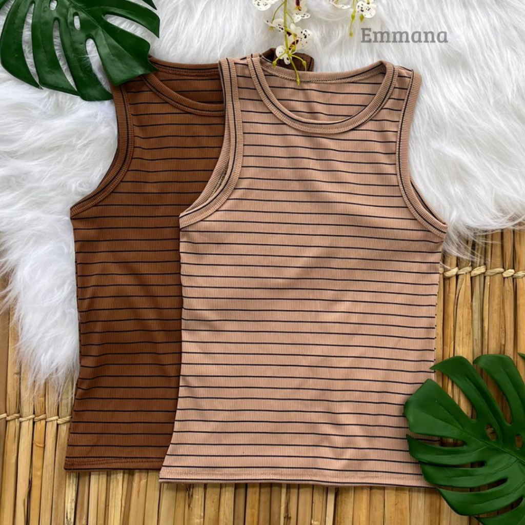 Kit 2 Regata Canelada Listrada Blusa Básica Camiseta Casual Dia a Dia