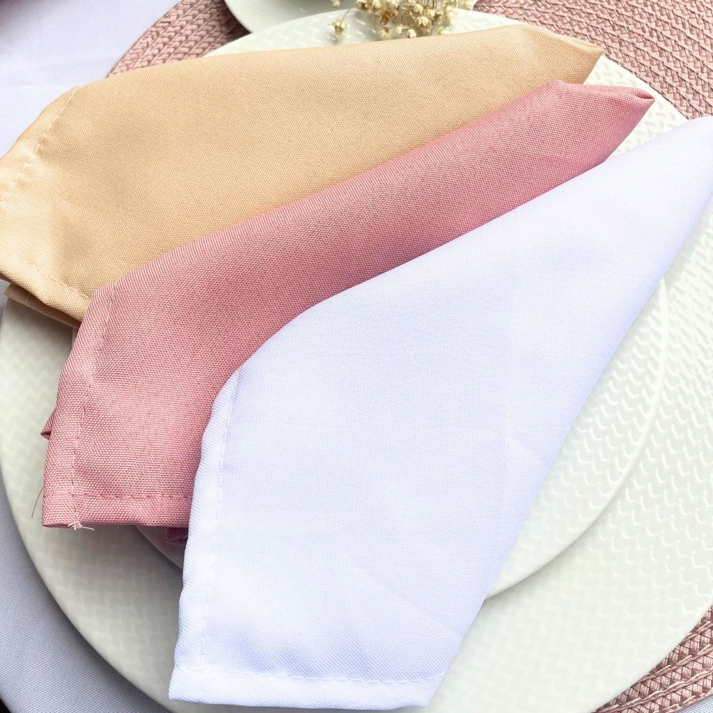 Kit com 6 ou 12 Guardanapo em Tecido Oxford Bege, Rosê e Branco para Mesa Posta em Oferta na Shopee