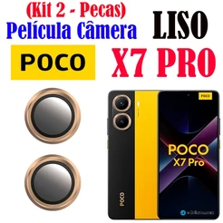 KIT(2 PCS)Película De Câmera LISO X7 Pro 5G POCO REDMI Anel De Metal Protetor De Câmera Vidro Temperado Colorido