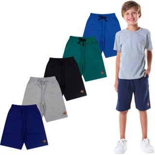 Kit 2 ou 3 Bermudas Moletom Infantil e Juvenil do 1 ao 16 c/ Bolso Moob em Oferta na Shopee