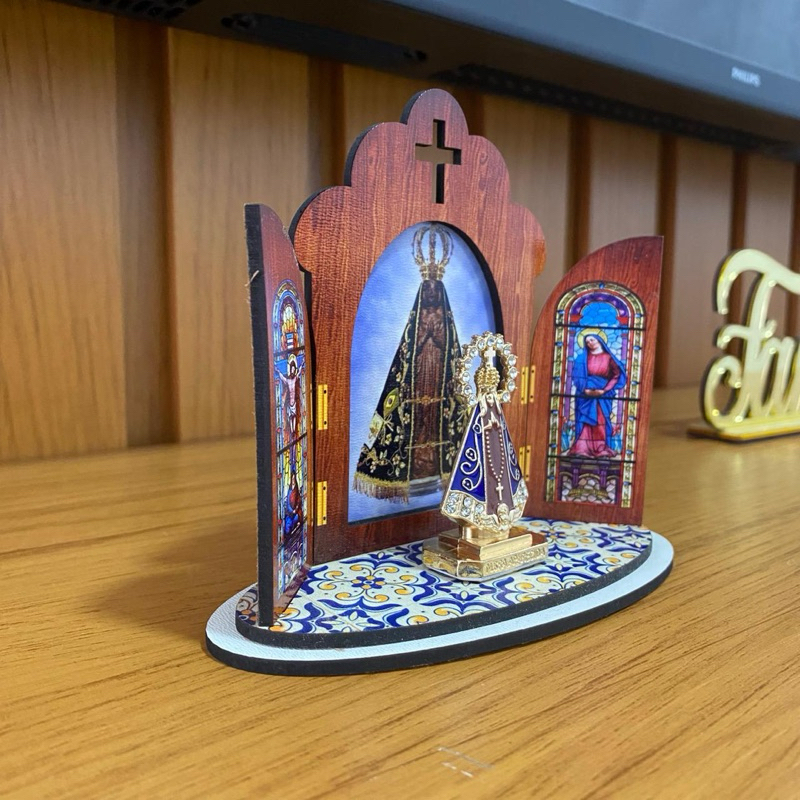CAPELA em MADEIRA MDF COM IMAGEM NOSSA SENHORA APARECIDA Decoração Religiosa — imagem 2 de 2