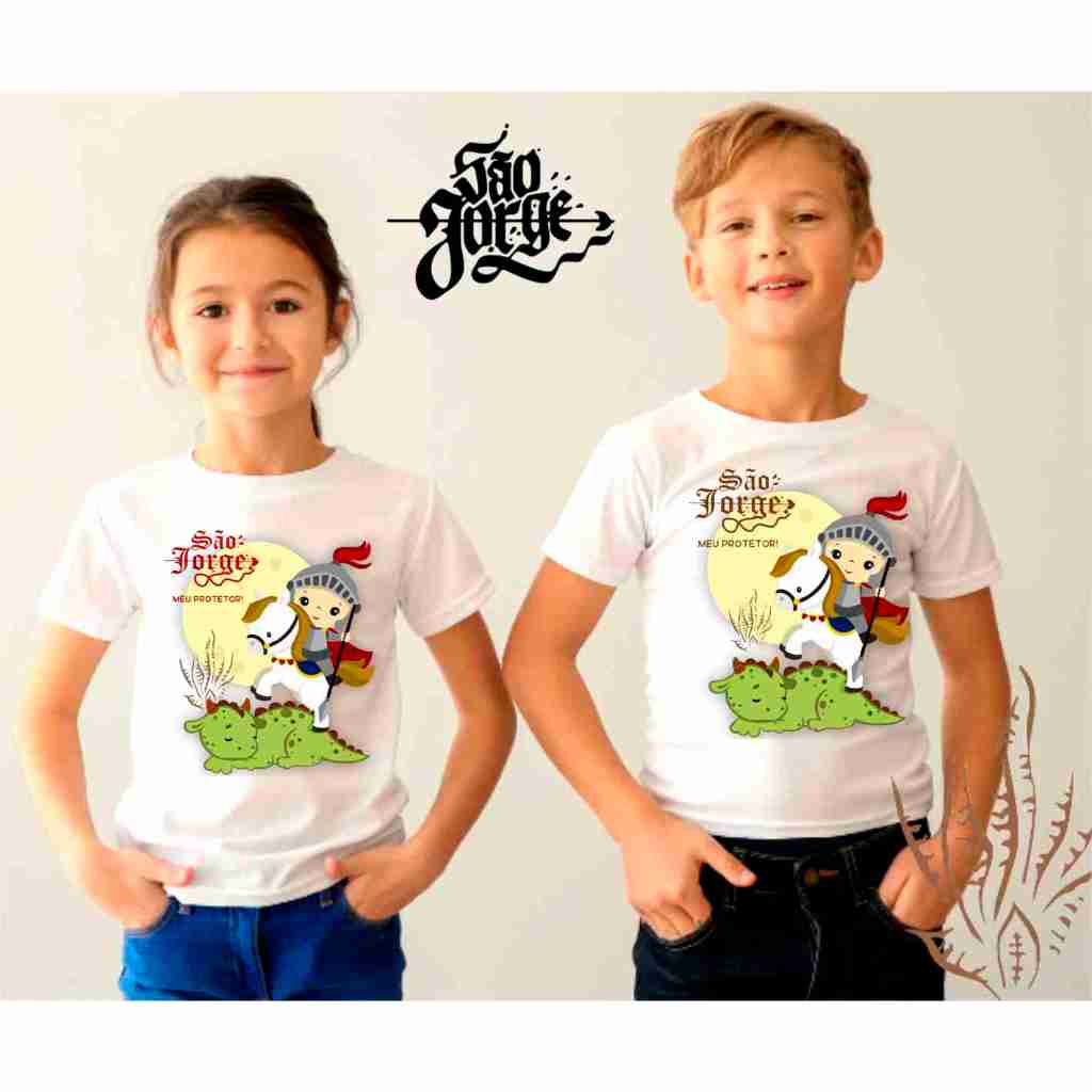 Camiseta infantil São Jorge Guerreiro Salve Jorge em Oferta na Shopee