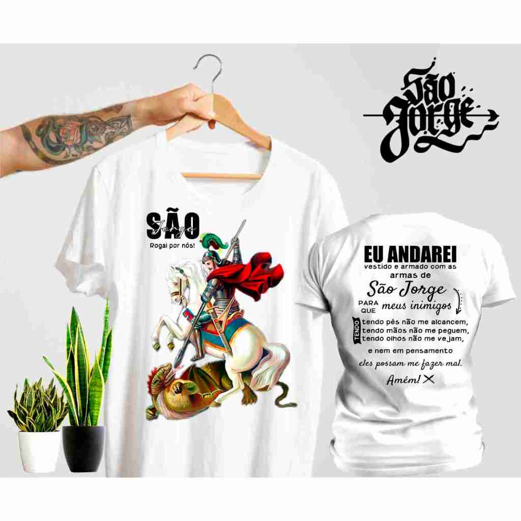 CAMISETA T SHIRT SALVE JORGE SÃO JORGE GUERREIRO em Oferta na Shopee