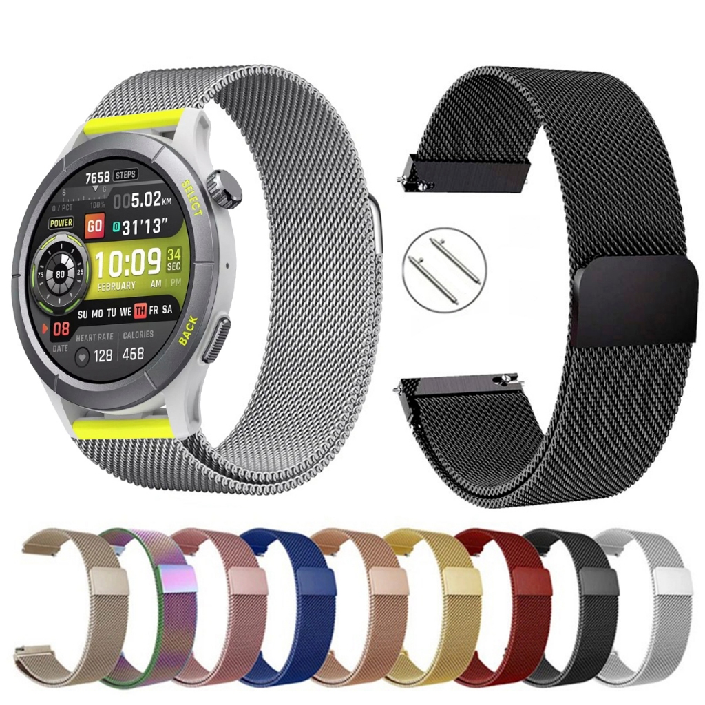 Pulseira de 22mm milanesa aço inox para Smartwatch Amazfit Cheetah Round A2294 de Engate Rapido Pronta entrega no Brasil