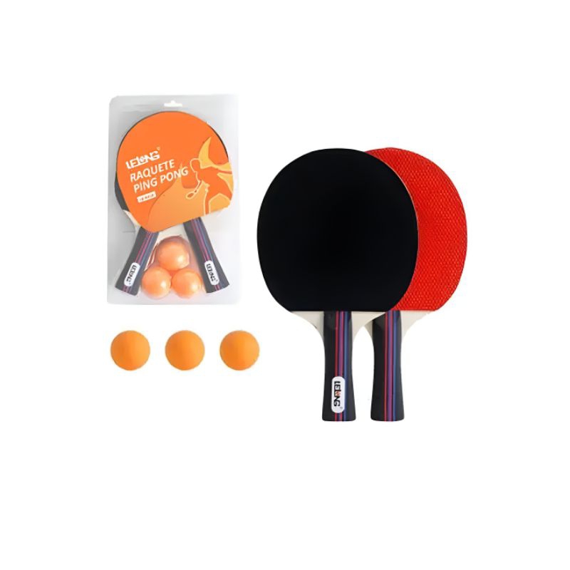 Kit raquete de ping-pong/tênis de mesa com 3 bolas