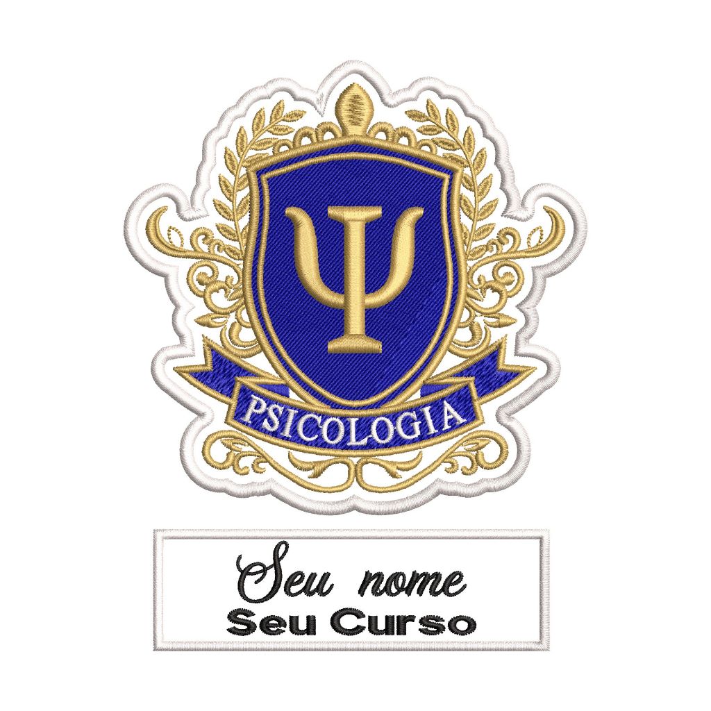 Kit Patch Bordado Termocolante Brasão Psicologia E Nome em Oferta na Shopee
