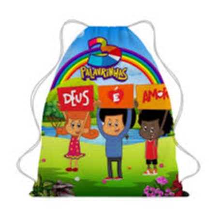 Kit Lembrancinha Mochila Saco 3 PALAVRINHAS sem Personalização, para festas e aniversários