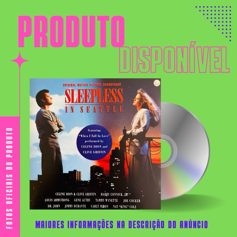 CD TRILHA SONORA FILME SLEEPLESS IN SEATTLE (Sintonia do Amor) - Celine Dion, Joe  Cocker, Nat King Cole