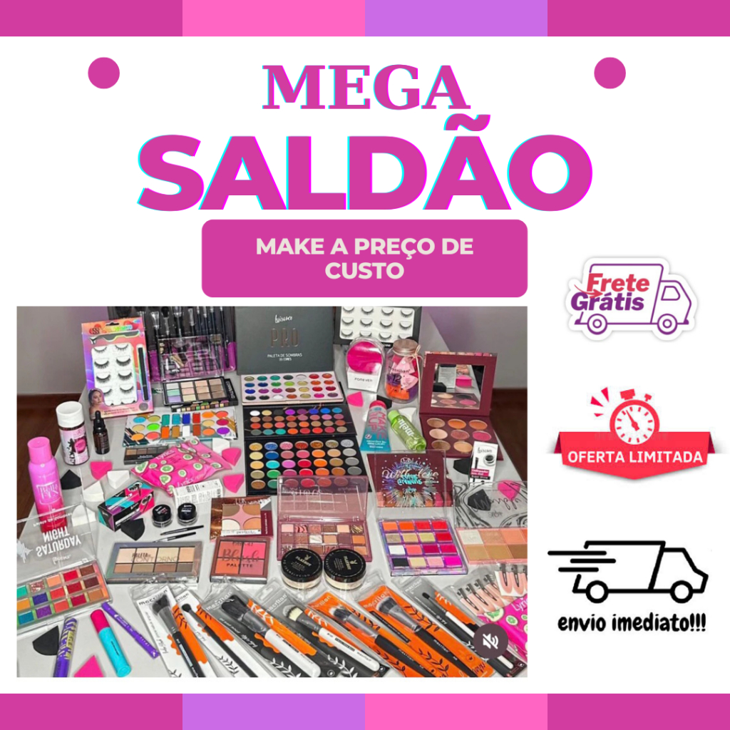 MAQUIAGEM KIT COM 6 ITENS DAS MELHORES MARCAS COM PREÇO DE REVENDA SUPER SALDÃO POR TEMPO LIMITADO GLOSS PINCEL