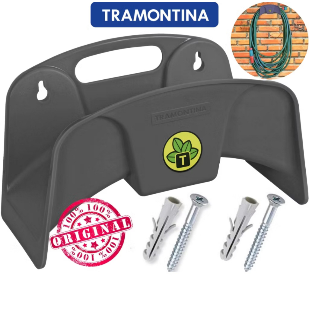 Suporte Para Mangueira Até 30 Metros Tramontina Reforçado Com 2 Parafusos e 2 Buchas Para Fixação em Oferta na Shopee