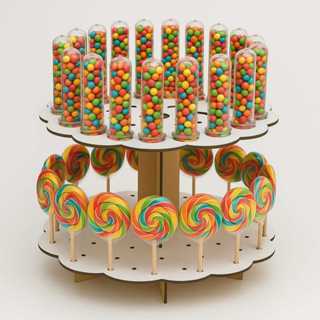 Porta Tubetes e Piruliteiros Festa 2 em 1 Em Mdf 3mm Branco em Oferta na Shopee