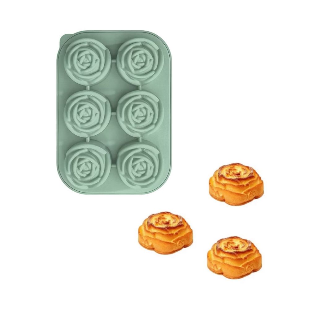 kit 1 ou 2Pecas Forma Assadeira De Flor Silicone Air Fryer Para Cupcake Muffin Bolos 6 Cavidades -40 até 230°C BPA Free