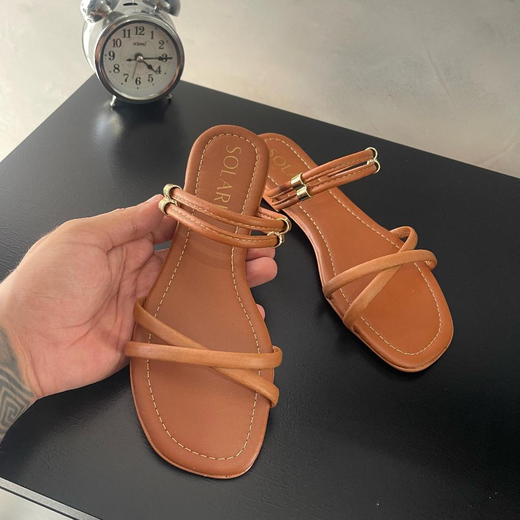 Sandália  Solaris Feminina Rasteira Com Regulador Coloridas Confortável Moda Verão 2025