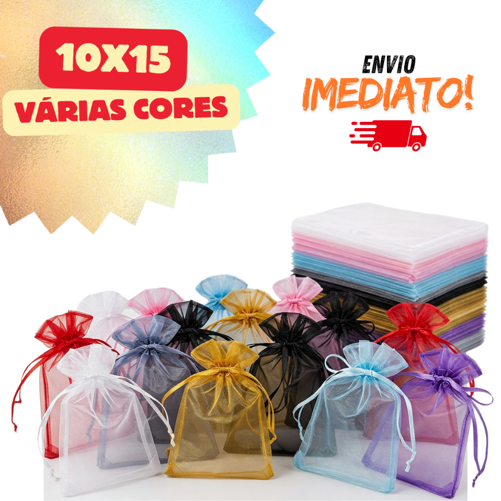 Kit 10/25/50/100 Saquinho Organza 10x15 Saco Para Lembrancinhas Decoração Presente Festa Casamento