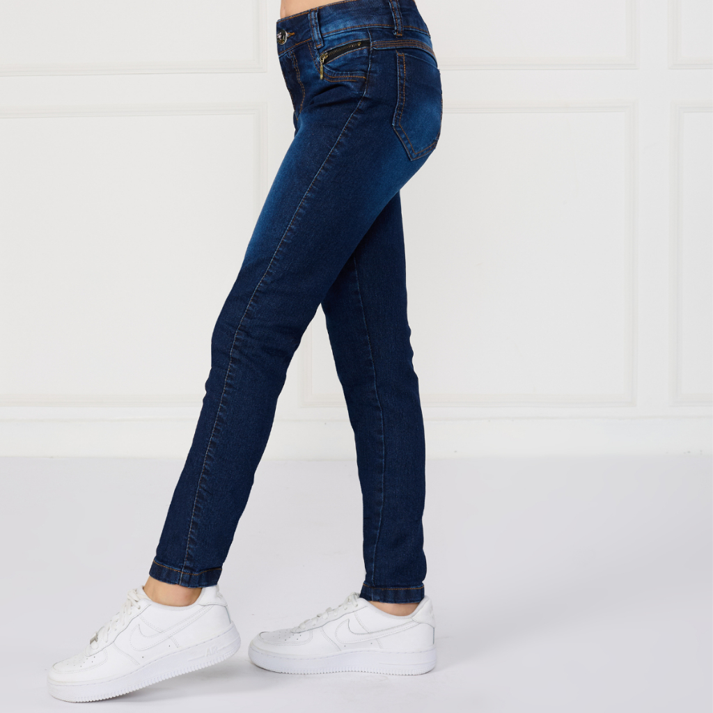 Calça Jeans Feminina Infantil Skinny Menina Bolso Cores Moda Estilo Criança Juvenil Premium 10 ao 16