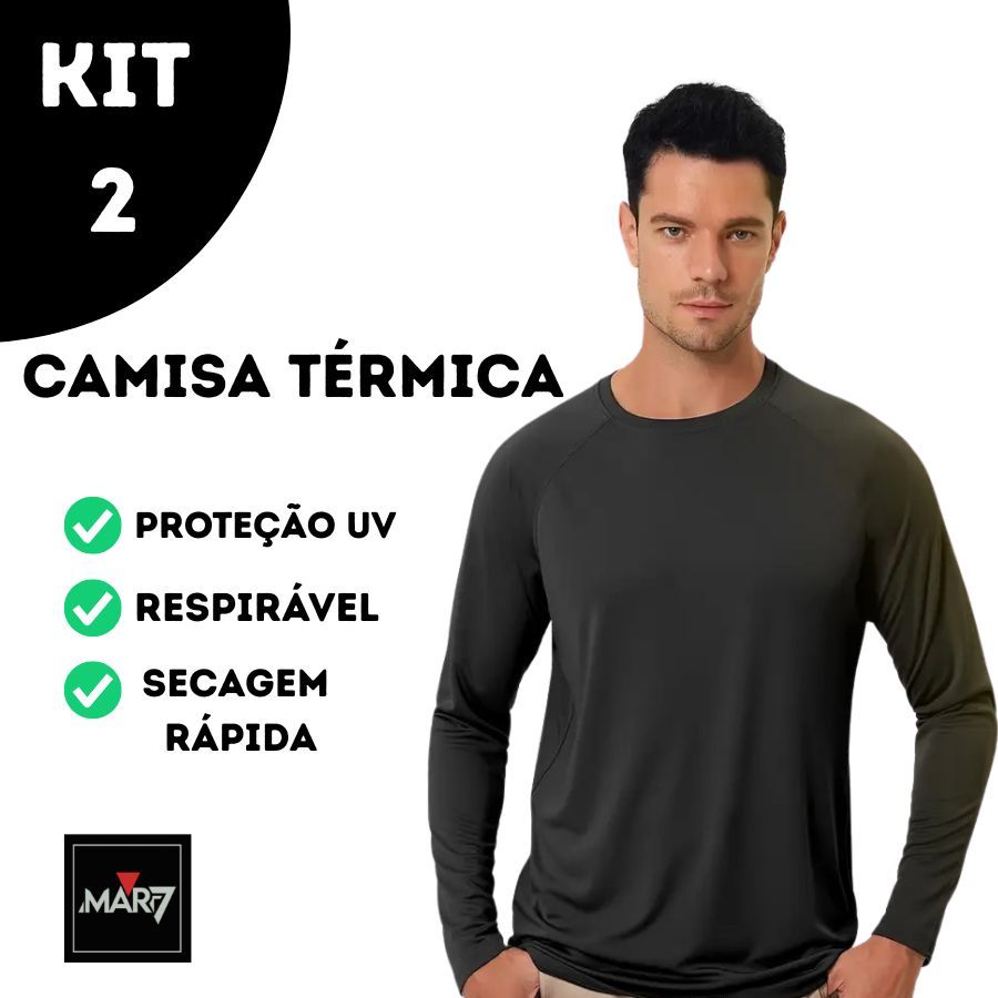 Camisa Térmica Segunda Pele KIT 02 Unissex Proteção UV50+ ATIVIDADES ao LIVRE CORRIDAS