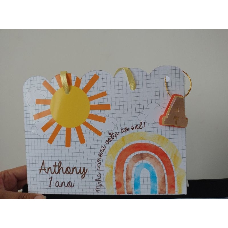 Sacolas Personalizadas Primeira Volta ao Sol 10 peças lembrancinhas de aniversário kit festa