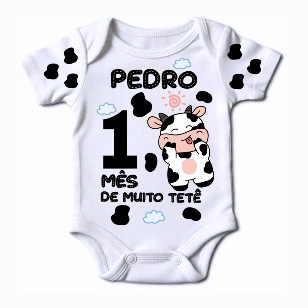 Body Bebê personalizado com nome Vaquinha Amo meu Tetê Vaca