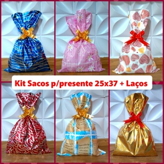 Sacos para presente tamanho 25x37 + Laços em Oferta na Shopee