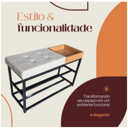 Sapateira Banco Banquinho Estofado Para Casa 80cm Aparador Luxo Porta Objeto - Preto / Branco