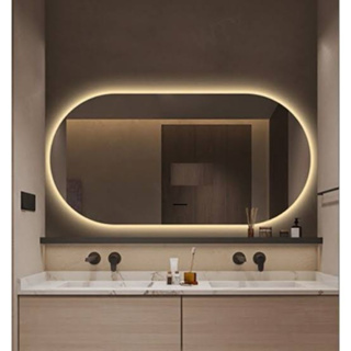 espelho oval com Led luz deitado moderno lançamento blogueira banheiro lavabo quarto grande médio em Oferta na Shopee