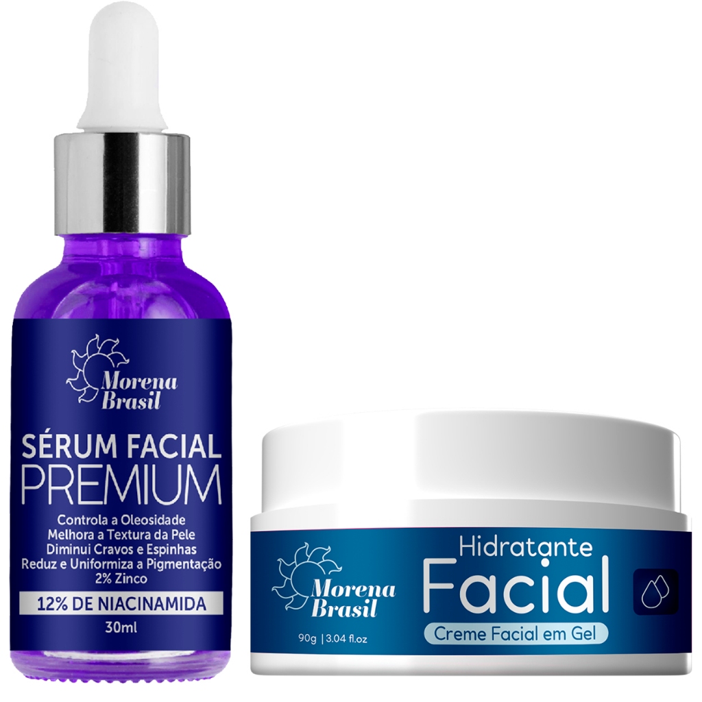 💜 Niacinamida + Creme Gel Morena Brasil 🔆 - Tratamento Diário para Pele Mista e Oleosa 💙