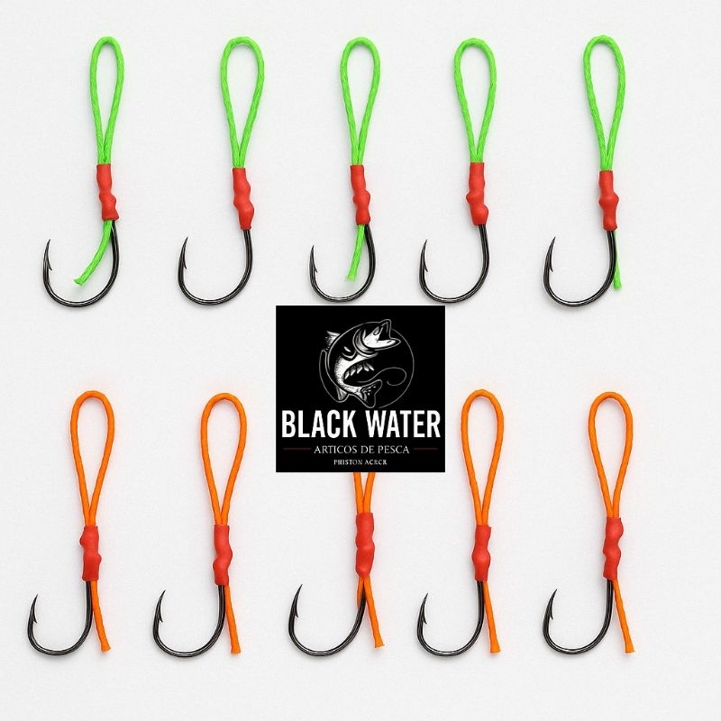 kit com 10 suporte kook / assist hook  para micro jig,jig head,jumping jig,pesca de corvina,robalo