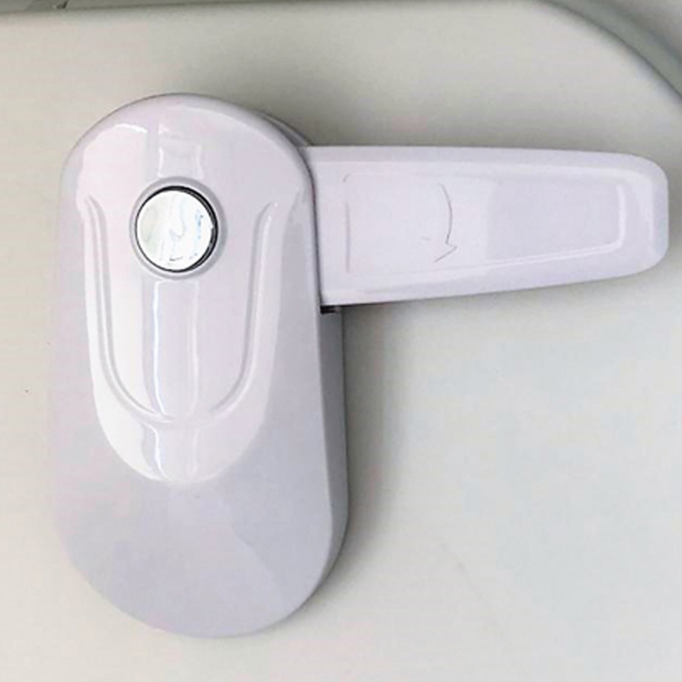 Trava de Segurança para Vaso Sanitário Branco Polipropileno Botão Trava e Destrava Para Bebê e Criança Ibimboo