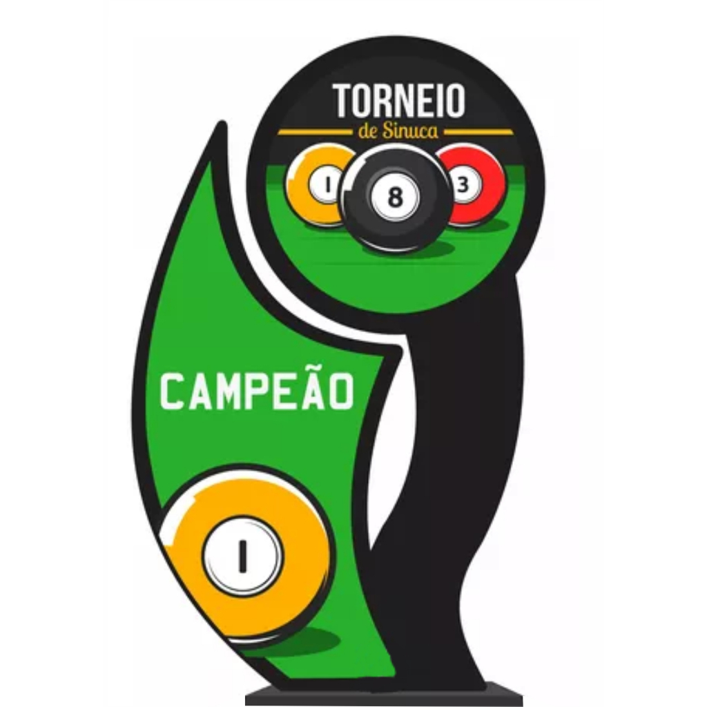 Troféu Sinuca Snooker em MDF 20cm para Premiação Campeonato Torneio Evento Esportivo Profissional