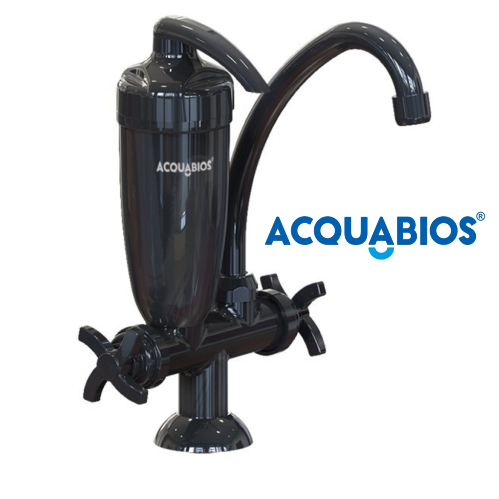 Torneira com Filtro de Cozinha para Bancada Pia Bica Móvel New Acquabios 1006-0144 Preta