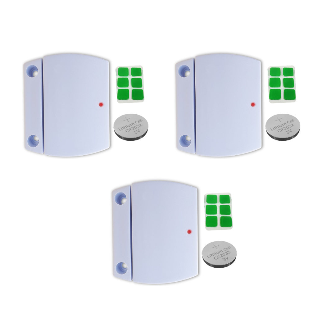3 Un Sensor Magnético Sem Fio Intruder 433,92 Mhz c/ bateria 3v + Fita Adesiva Dupla Face