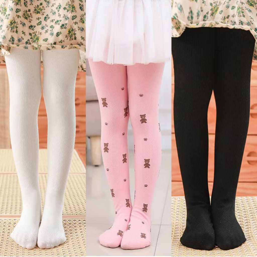 kit com 3 Meias calça infantil Meia Grossa Frio Inverno Menina preta branca Estampa 1a 14 ...