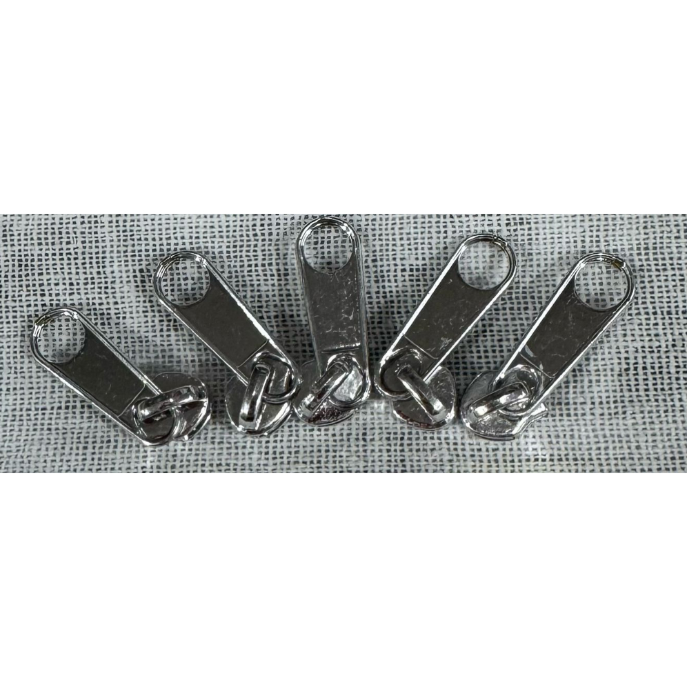 CURSOR MESTRE UNIVERSAL PARA ZÍPER DE NYLON KIT C/ 5 UNIDADES - IDEAL P/ TAMANHOS Nº 5/6/7 - COR PRATA