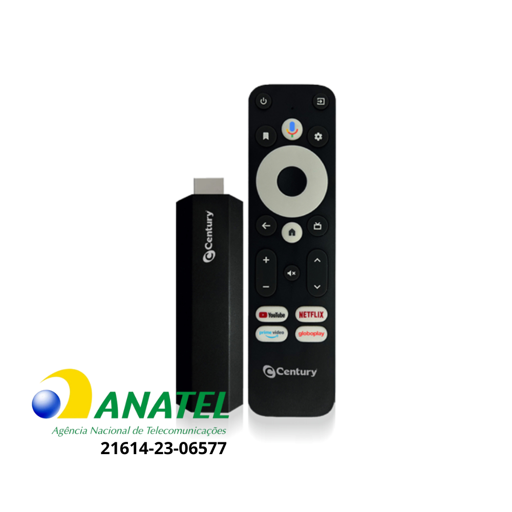 Novo Android Tv Century Smart Stick Full HD Comando De Voz Uni TV