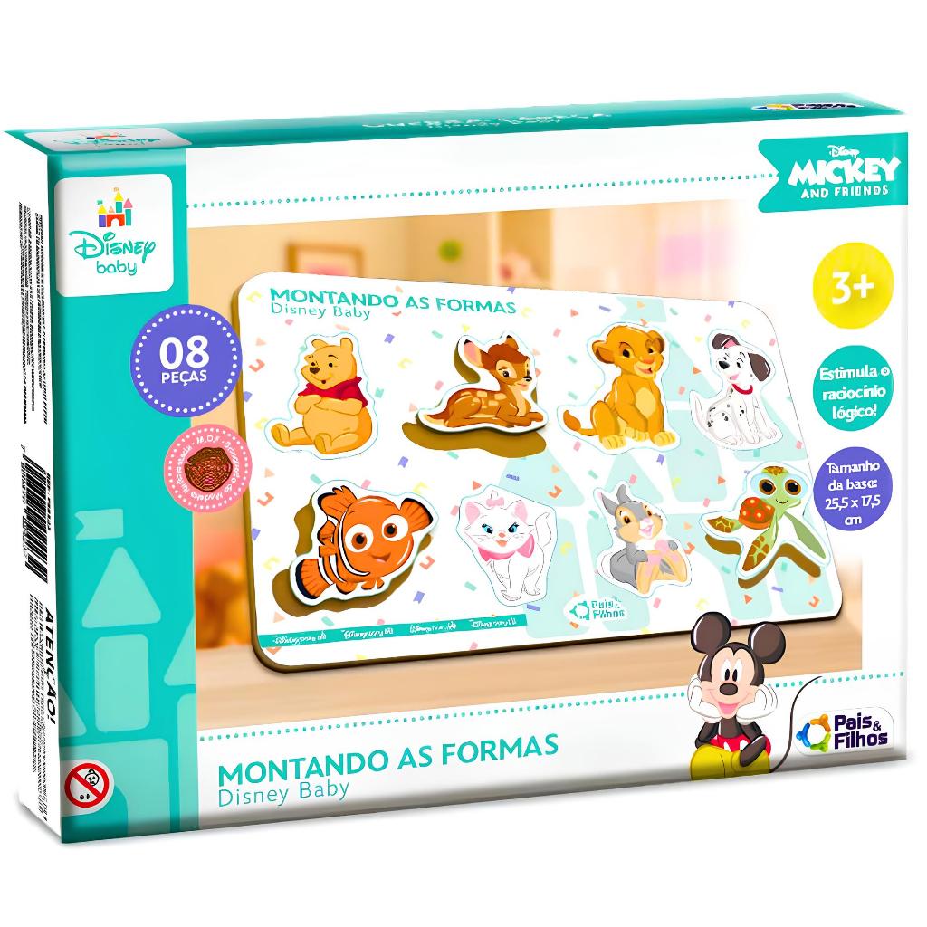 Brinquedo Educativo Quebra Cabeça De Encaixe Brinquedo De Madeira Infantil Bebê- Disney