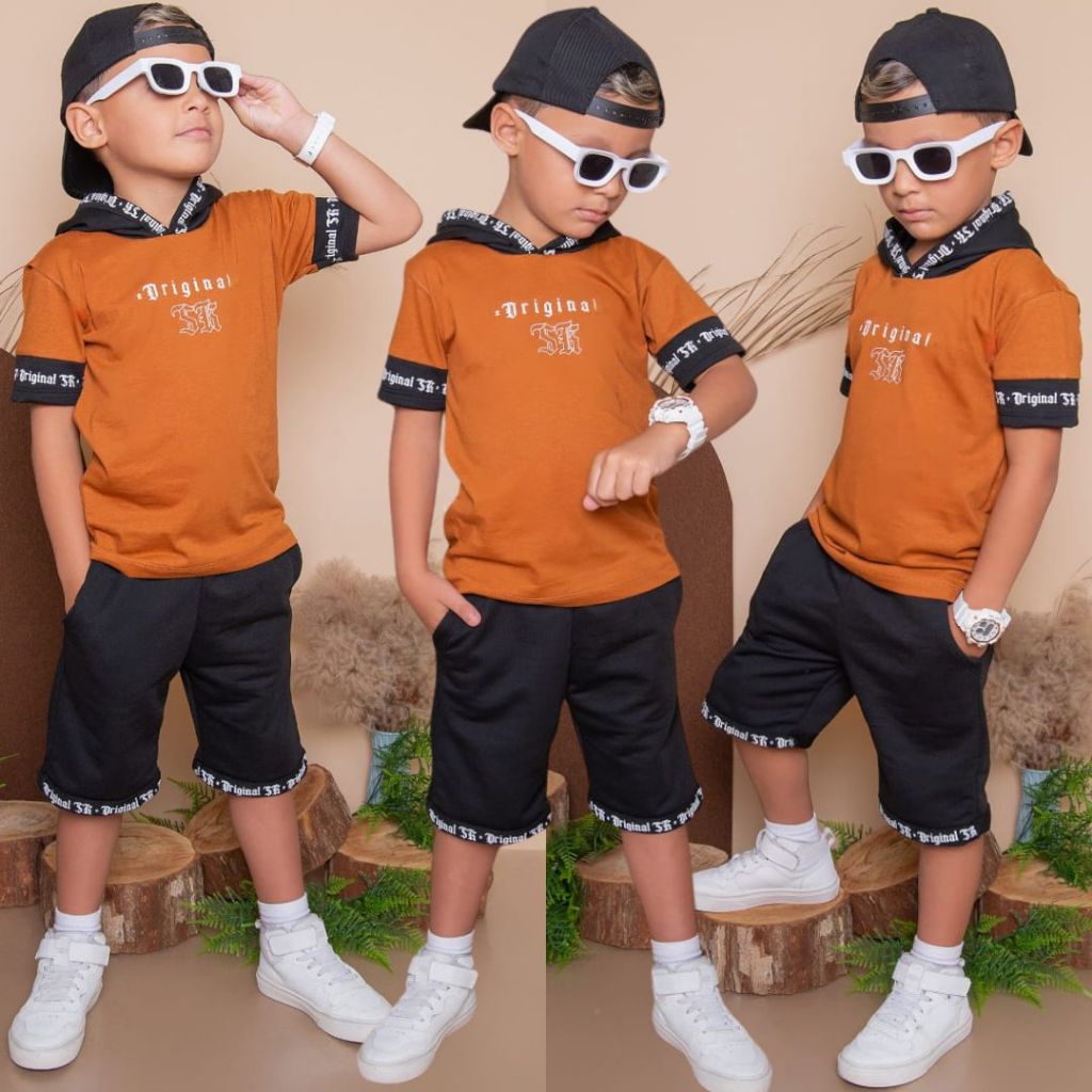 Conjunto Infantil Menino Juvenil Lançamento Camisa Bermuda Roupa de Criança Veste 2 ao 14anos em Oferta na Shopee