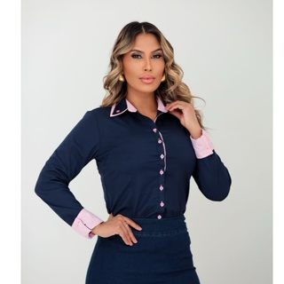 Camisete Camisa Manga Longa detalhe 2 Golas| blusa feminina| moda social| Evangelico em Oferta na Shopee