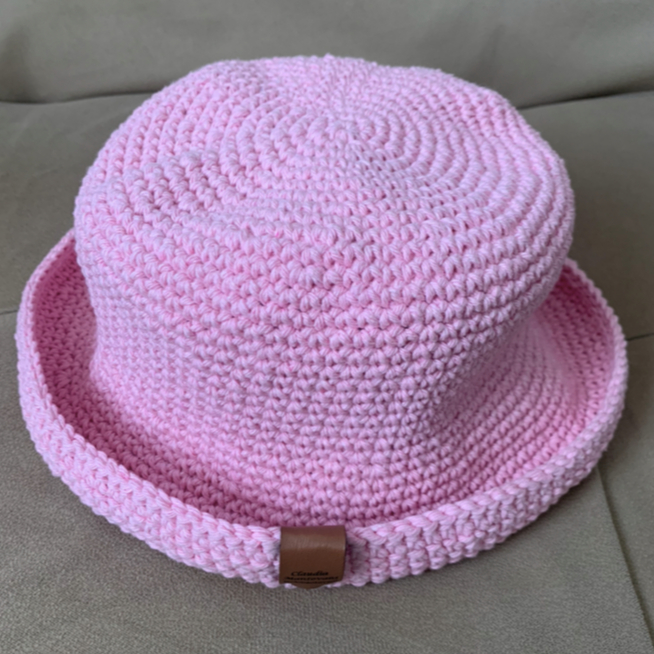 Chapéu Crochê BBB Bucket Hat Rosa Bebê
